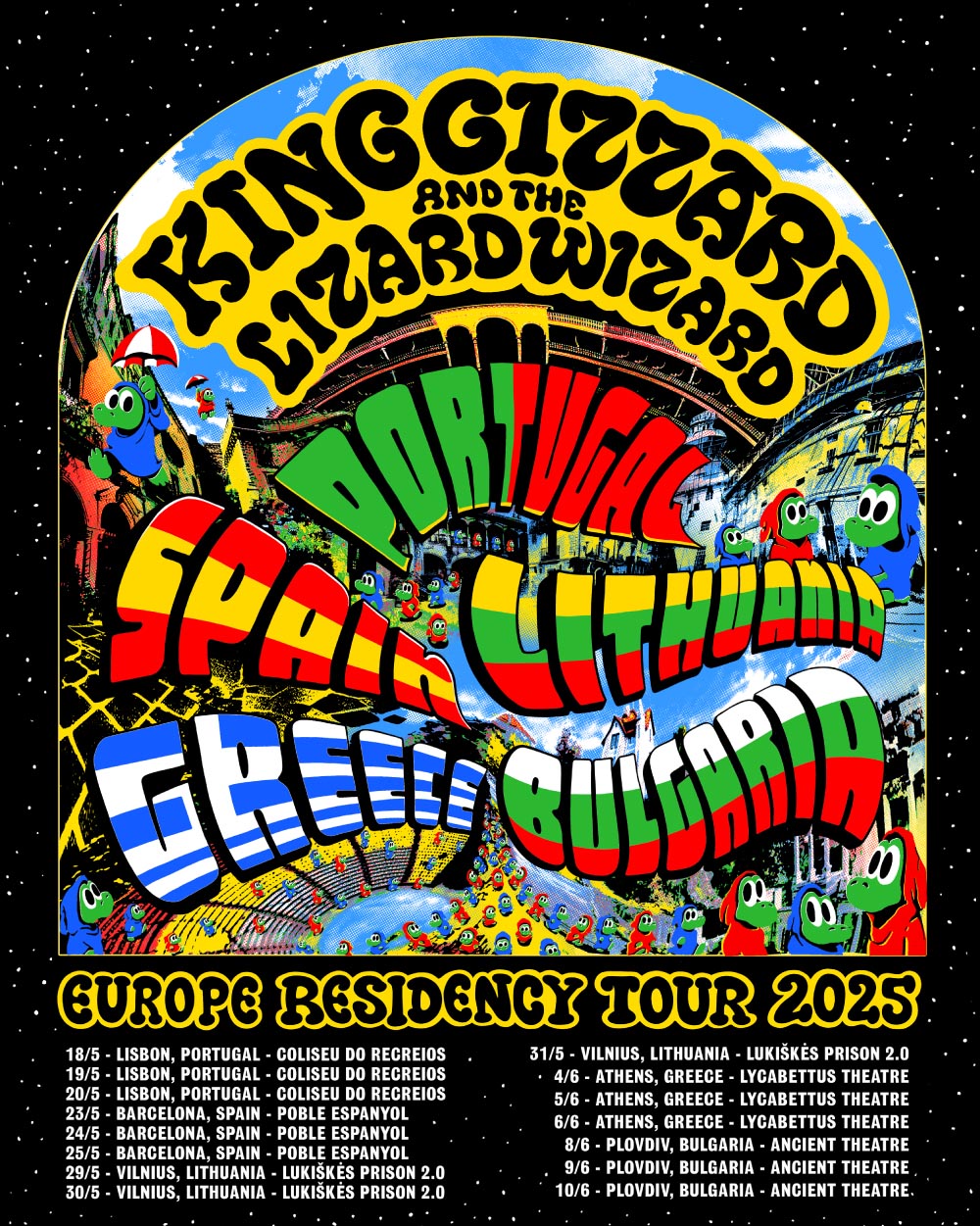 King Gizzard & The Lizard Wizard Europe Residency Tour Poster 2025